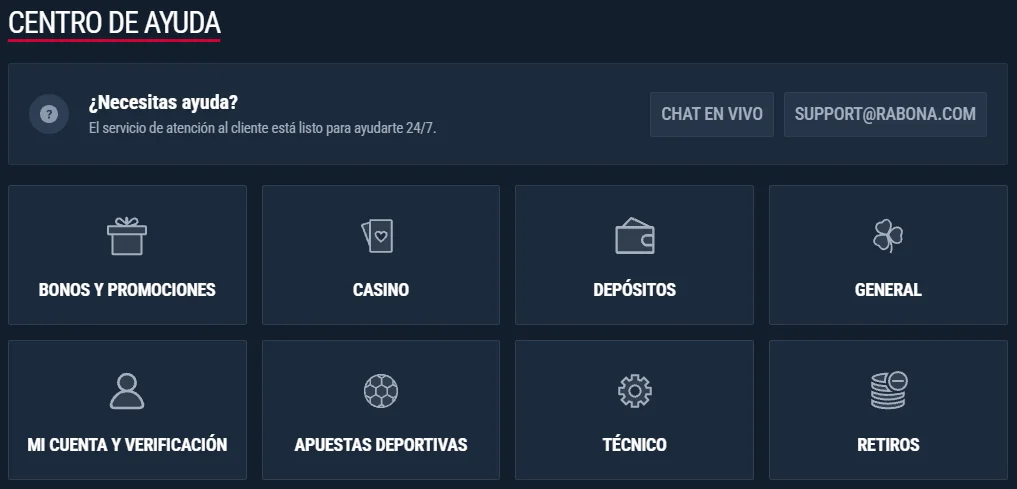 Rabona Casino Centro de Ayuda Rabona Casino centro de ayuda con chat en vivo, soporte y categorías de asistencia